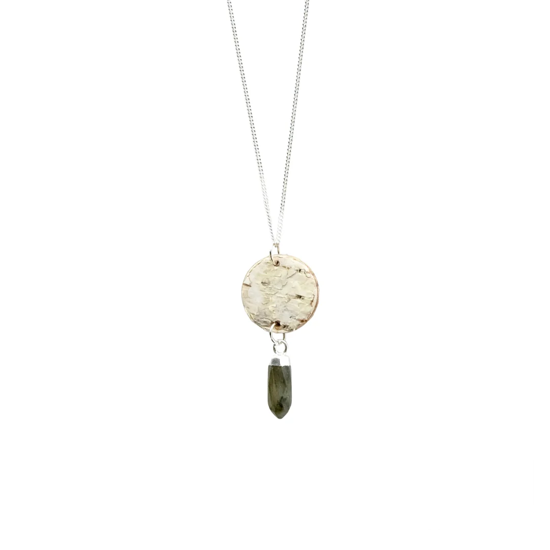 Steorra Birch Bark Necklace with a Labradorite Point