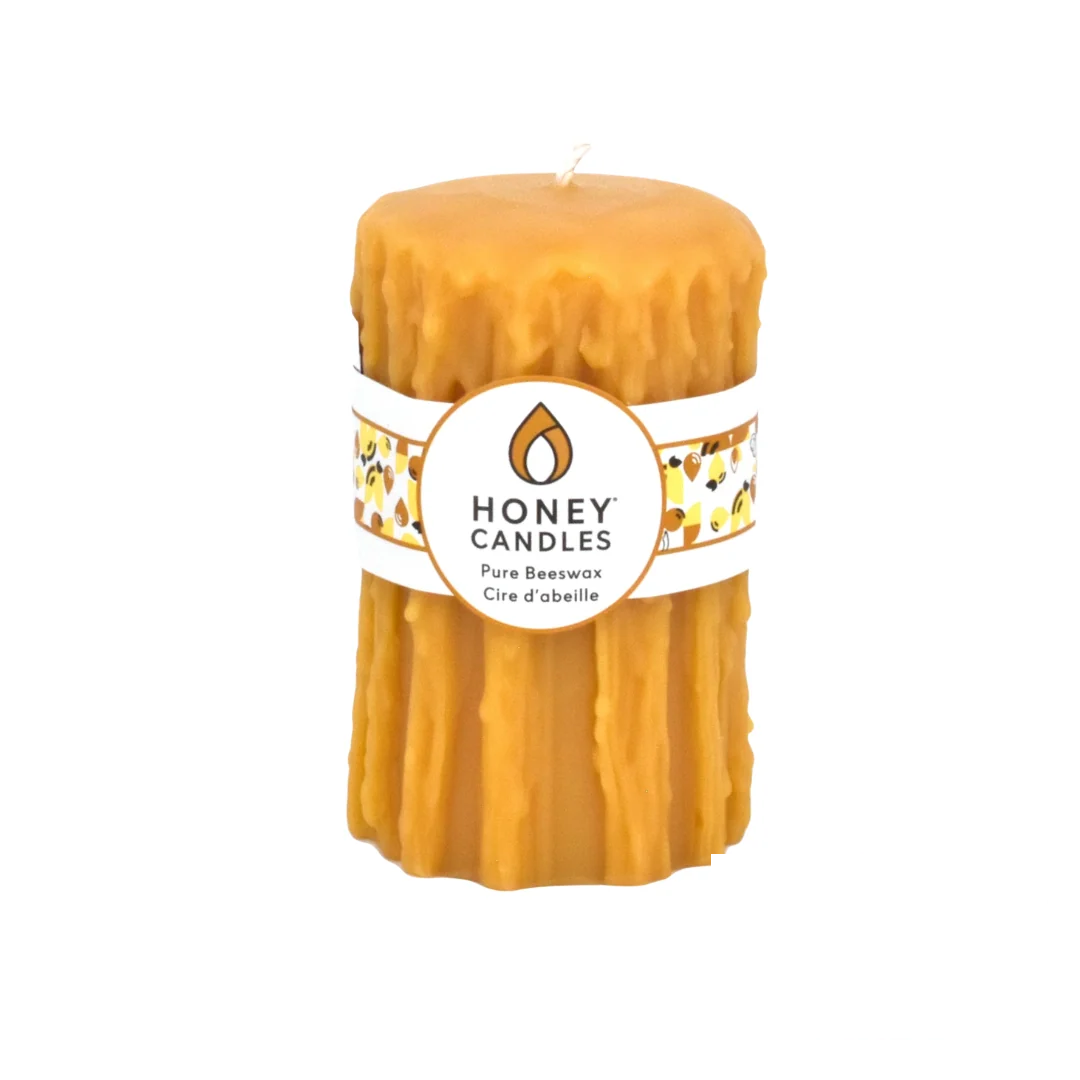 Honey Candle Pure Beeswax Heritage Drip Pillar 5" - Pearl