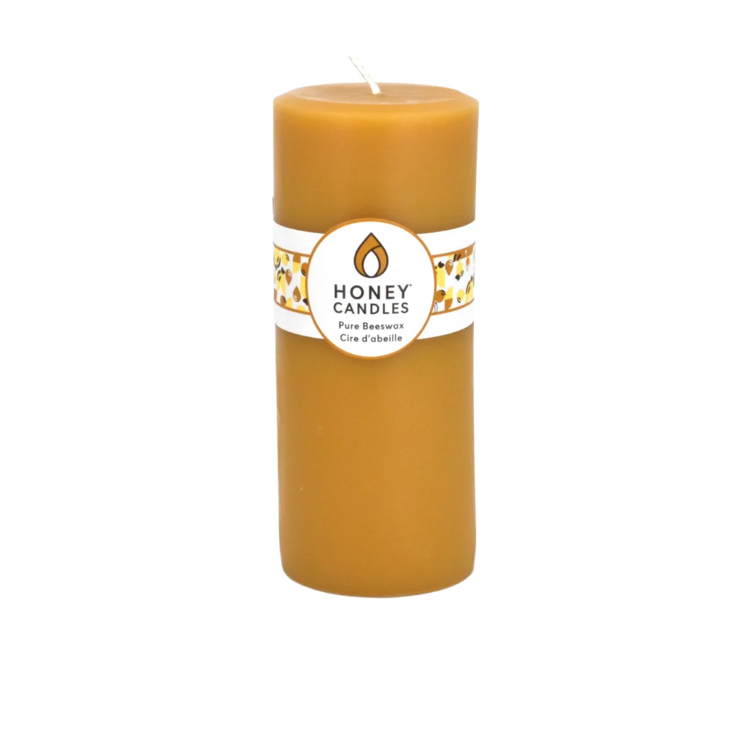 Honey Candle Pure Beeswax Round Pillar 7" - Natural