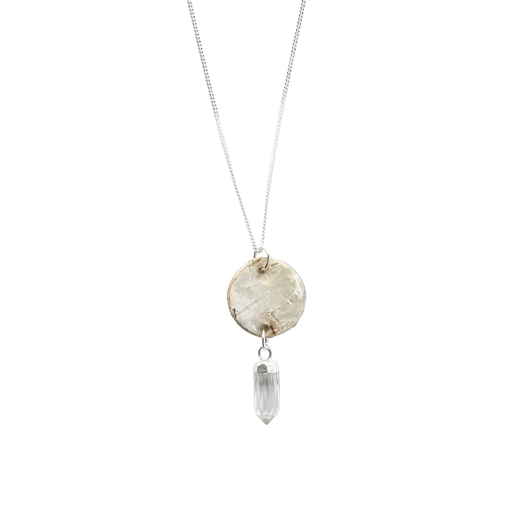 Steorra Birch Bark Necklace with a Quartz Crystal Point