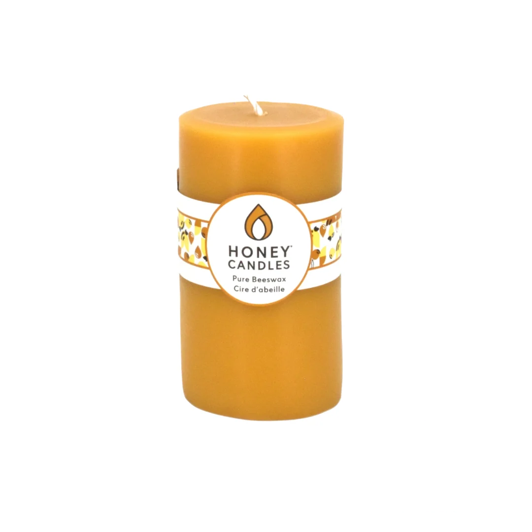 Honey Candle Pure Beeswax Round Pillar 5" - Natural